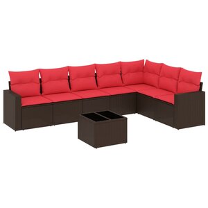 vidaXL Salon de jardin 8 Pièces avec coussins marron résine tressée