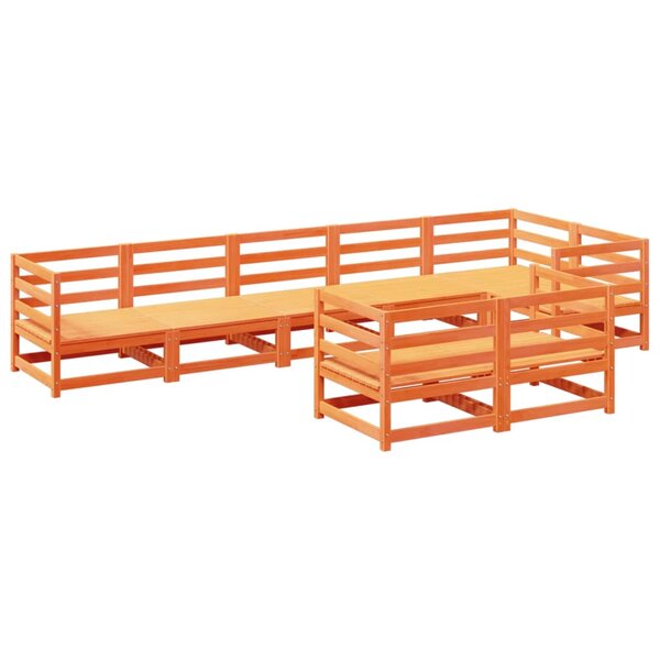 vidaXL Salon de jardin 8 Pièces marron cire bois de pin massif