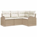 vidaXL Ensemble de canapé de jardin 4 Pièces Beige Poly rotin