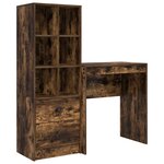 vidaXL Bureau avec tiroir avec étagère avec stockage 2 Pièces Chêne fumé