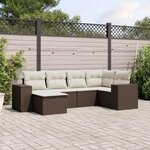 vidaXL Salon de jardin avec coussins 6 Pièces marron résine tressée