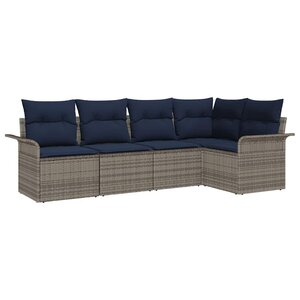 vidaXL Ensemble de canapé de jardin avec stockage 5 Pièces Gris polyrotin