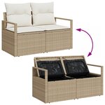 vidaXL Ensemble de Canapés de Jardin 9 pièces avec Coussins Beige Poly Rattan Acacia