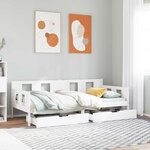 vidaXL Lit de jour et tiroirs sans matelas blanc 90x190 cm bois massif