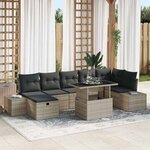 vidaXL Ensemble de canapé de jardin 8 Pièces Gris clair Poly rotin