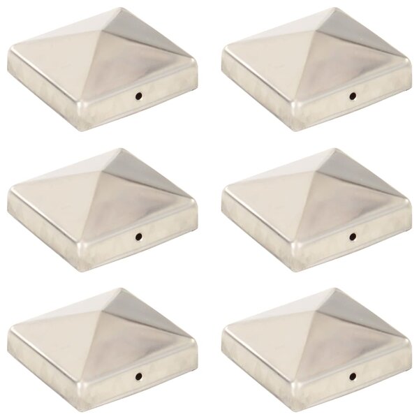 vidaXL Bouchons de poteau de clôture pyramidaux 6 Pièces Inox 81x81 mm