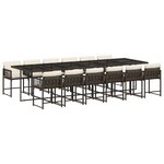 vidaXL Ensemble à manger de jardin avec coussins 13 Pièces marron rotin