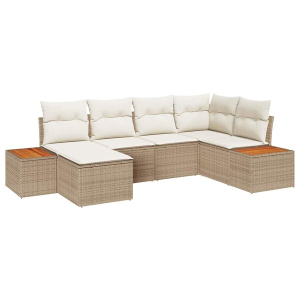 vidaXL Ensemble de canapé de jardin 6 Pièces Beige et crème Poly Rattan