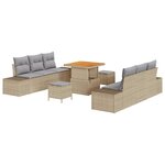 vidaXL Ensemble de canapé de jardin 9 Pièces Beige et Gris clair