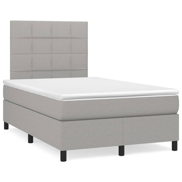 vidaXL Sommier à lattes de lit avec matelas Gris clair 120x200cm Tissu