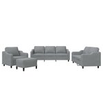 vidaXL Ensemble de canapés 4 Pièces avec coussins Gris clair Tissu