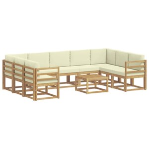 vidaXL Ensemble de canapés d'extérieur 10 pc Blanc et crème Polyester