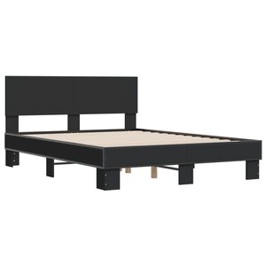 vidaXL Cadre de lit noir 120x190 cm bois d'ingénierie et métal