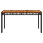 vidaXL Table de jardin noir 140x80x75 cm résine tressée et bois acacia
