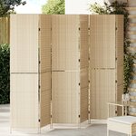 vidaXL Paravent 6 Panneaux Pliable Beige 294x180 cm Poly Rattan