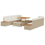 vidaXL Ensemble de canapé de jardin avec coussin 11 Pièces Beige  Crème