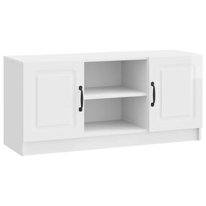 vidaXL Meuble TV Blanc brillant 102 x 34 5 x 47 cm Bois d'ingénierie