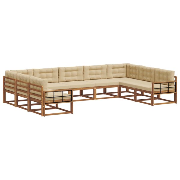 vidaXL Ensemble de canapés d'extérieur 9 pc Naturel et Beige