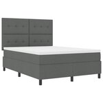 vidaXL Lit à ressorts avec matelas et LEDs en gris foncé  140 x 200 cm  tissu