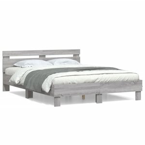vidaXL Cadre de lit sans matelas sonoma gris 140x190 cm