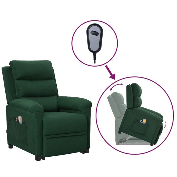 vidaXL Fauteuil de massage Vert foncé Tissu