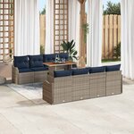 vidaXL Ensemble de canapé de jardin 7 Pièces gris et bleu marine