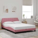 vidaXL Cadre de lit avec tête de lit Dover rose 140x190cm velours