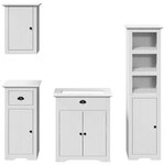 vidaXL Meubles de salle de bain 4 Pièces BODO blanc bois de pin massif