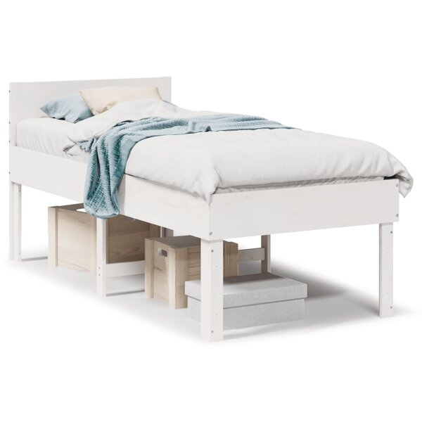 vidaXL Cadre de lit sans matelas blanc 75x190 cm bois de pin massif