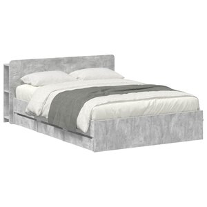 vidaXL Cadre de lit avec rangement Gris béton 150 x 200 cm