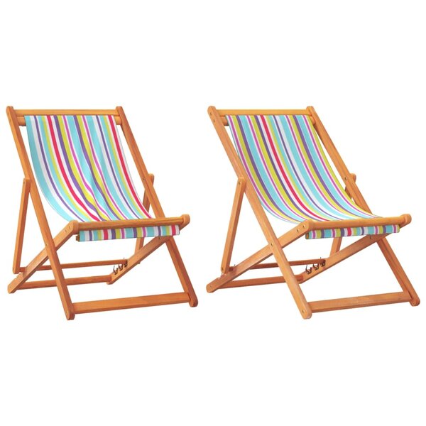 vidaXL Chaises de plage pliables lot de 2 multicolore tissu