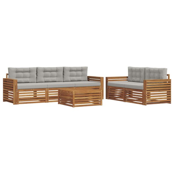 vidaXL Ensemble de canapés d'extérieur 6 Pièces Gris Naturel et Clair