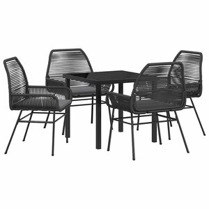 vidaXL Ensemble de salle à manger pour jardin 5 Pièces Noir polyrotin