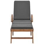 vidaXL Chaises longues et coussins 2Pièces Bois de teck solide Gris foncé