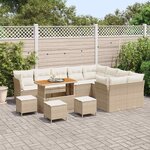 vidaXL Ensemble de canapé de jardin 13 Pièces Beige polyrotin