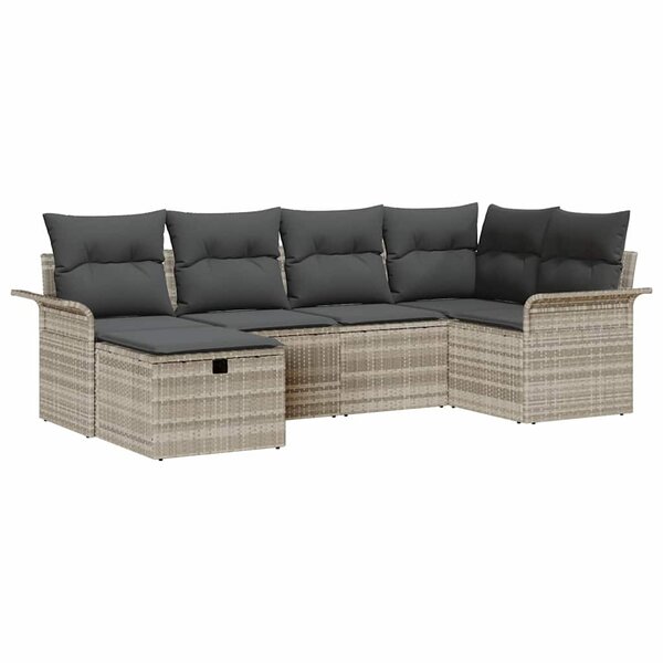 vidaXL Ensemble de canapé de jardin 6 Pièces Gris clair polyrotin