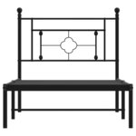 vidaXL Cadre de lit métal sans matelas avec tête de lit noir 100x190cm