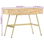 Bureau table poste de travail meuble d'ordinateur informatique étude avec tiroirs 100 x 55 x 75 cm bois solide de manguier brun 02_0023461