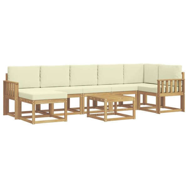 vidaXL Ensemble de canapés d'extérieur 8 Pièces Blanc et crème Polyester