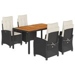 vidaXL Ensemble à manger de jardin coussins 5Pièces Noir Résine tressée