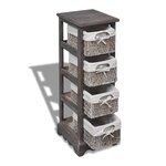vidaXL Étagère de rangement Bois Marron 4 paniers en tissage