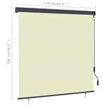 vidaXL Store roulant d'extérieur 170 x 250 cm Crème