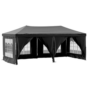 vidaXL Tente de réception pliable avec parois Noir 3x6 m