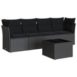 vidaXL Salon de jardin 5 Pièces avec coussins noir résine tressée