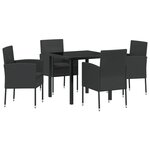 vidaXL Set de salle à manger de jardin de 5 pièces avec coussins en rattan poly noir