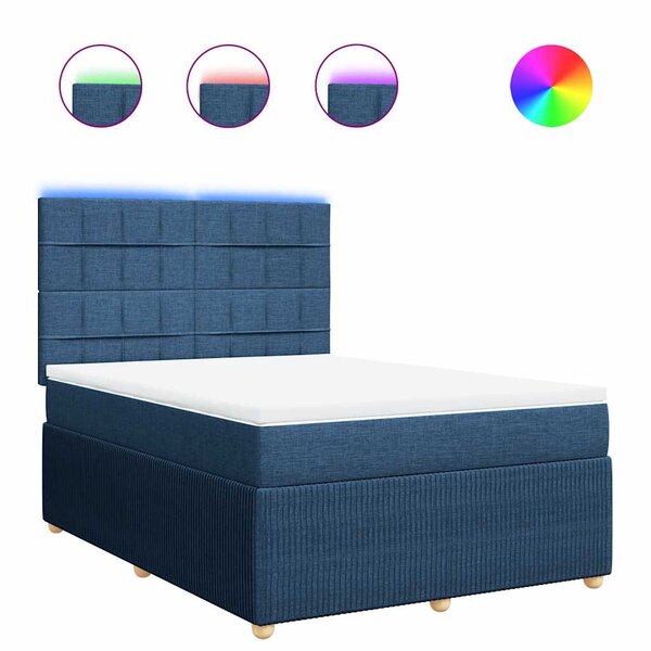 vidaXL Sommier à lattes de lit avec matelas Bleu 140x200 cm Tissu