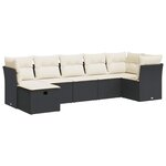 vidaXL Salon de jardin 7 Pièces avec coussins noir résine tressée