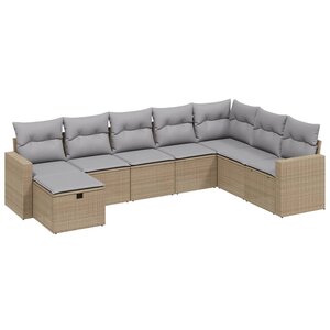 vidaXL Salon de jardin avec coussins 8Pièces mélange beige résine tressée
