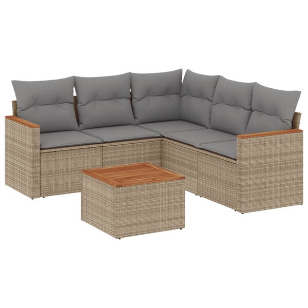 vidaXL Salon de jardin avec coussins 6 Pièces beige résine tressée