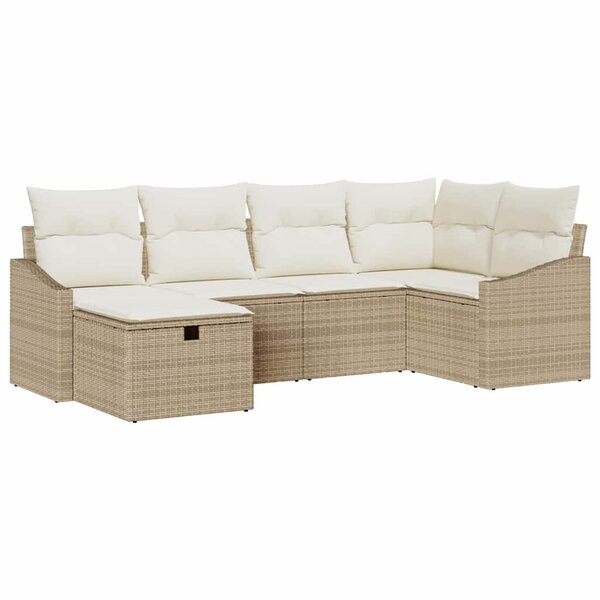 vidaXL Ensemble de canapé de jardin 6 Pièces Beige 55 x 62 x 69 cm